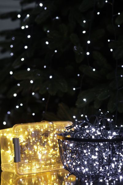 LED гірлянда 300 діодів золотий - білий, 14м + 3м 9583 фото