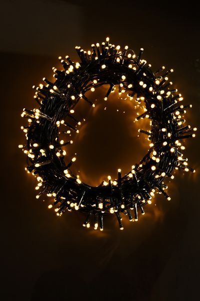 LED гірлянда 300 діодів золотий - білий, 14м + 3м 9583 фото