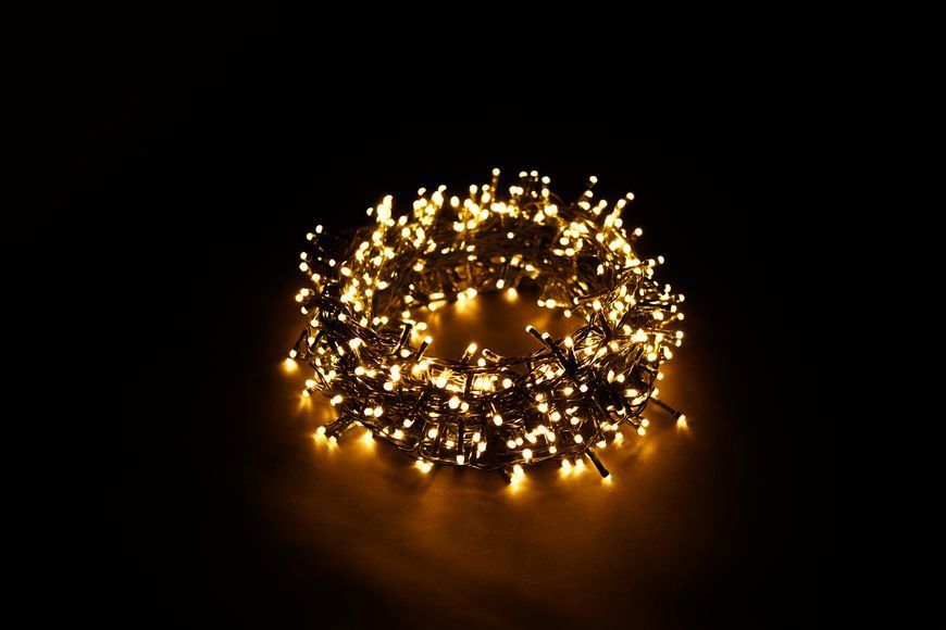 LED гірлянда 300 діодів золотий - білий, 14м + 3м 9583 фото